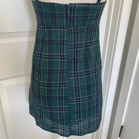 Urban Outfitters | UO Straight Green Plaid Mini Dress, Size 0 (XS) - Picture 8 of 13